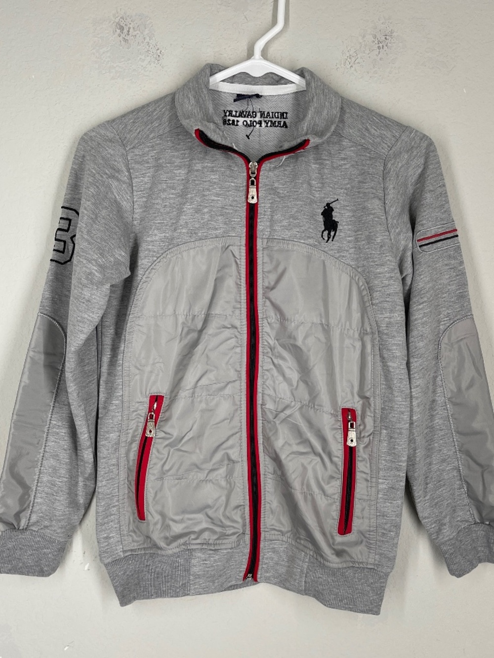 Polo Ralph Lauren Full Zip Jacket Boys Youth Size 164 Gray Pony Sport Wear